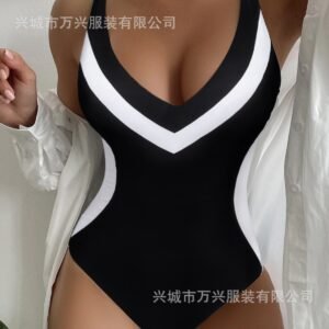 2025 cross-border European and American new bikini sexy skin tone one-piece bikini swimsuit printed women's swimsuit